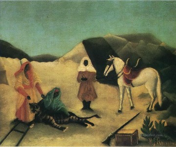 Enrique Rousseau Painting - la caza del tigre 1896 Henri Rousseau Postimpresionismo Primitivismo ingenuo